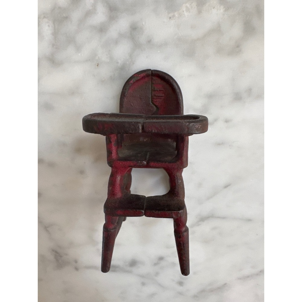 Antique Kilgore Red Cast Iron Dollhouse High Chair Early 1900s Miniature Toy